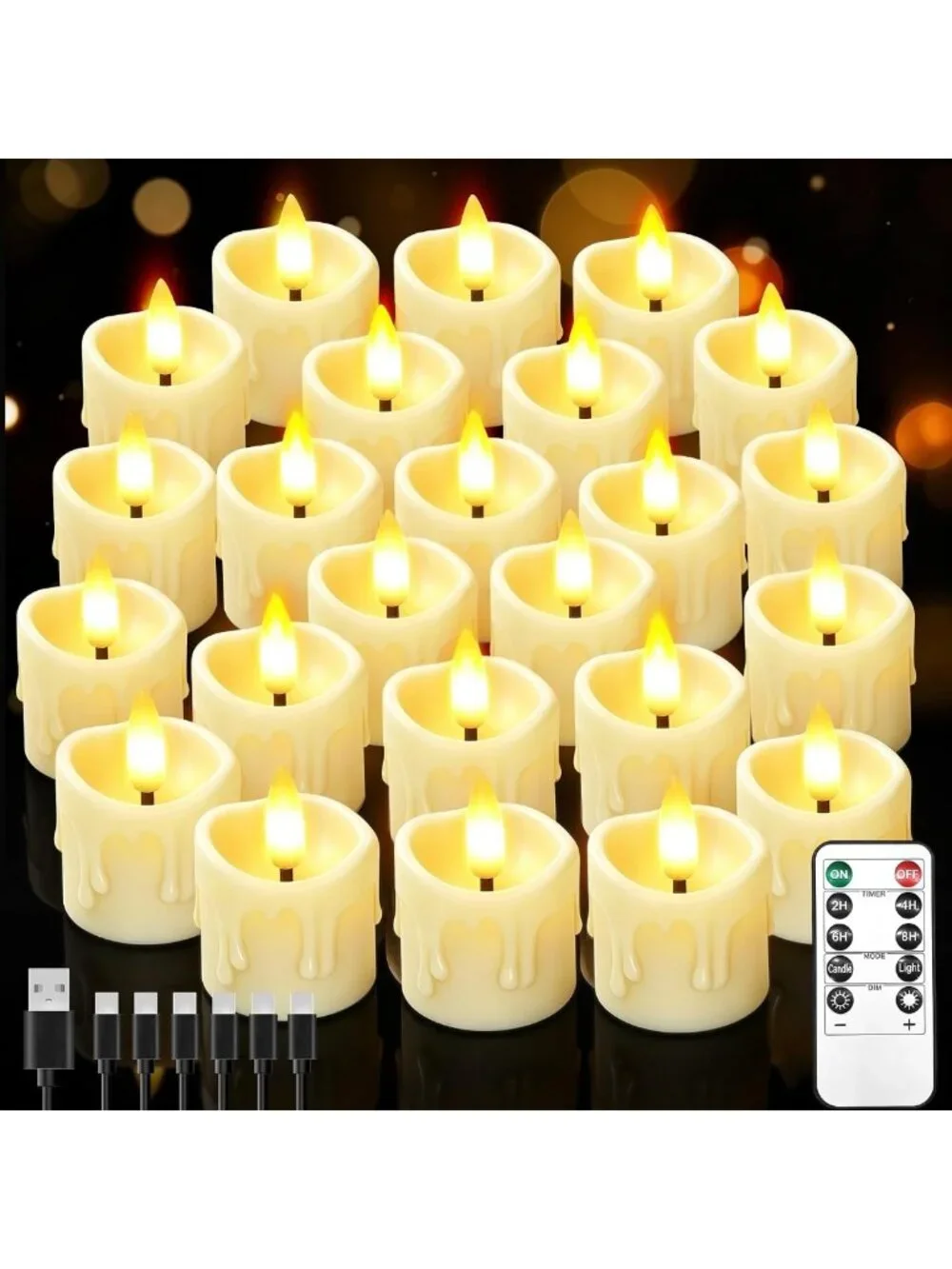 24 Pack Rechargeable Flameless Candles with Remote & Timer - Perfect for Home